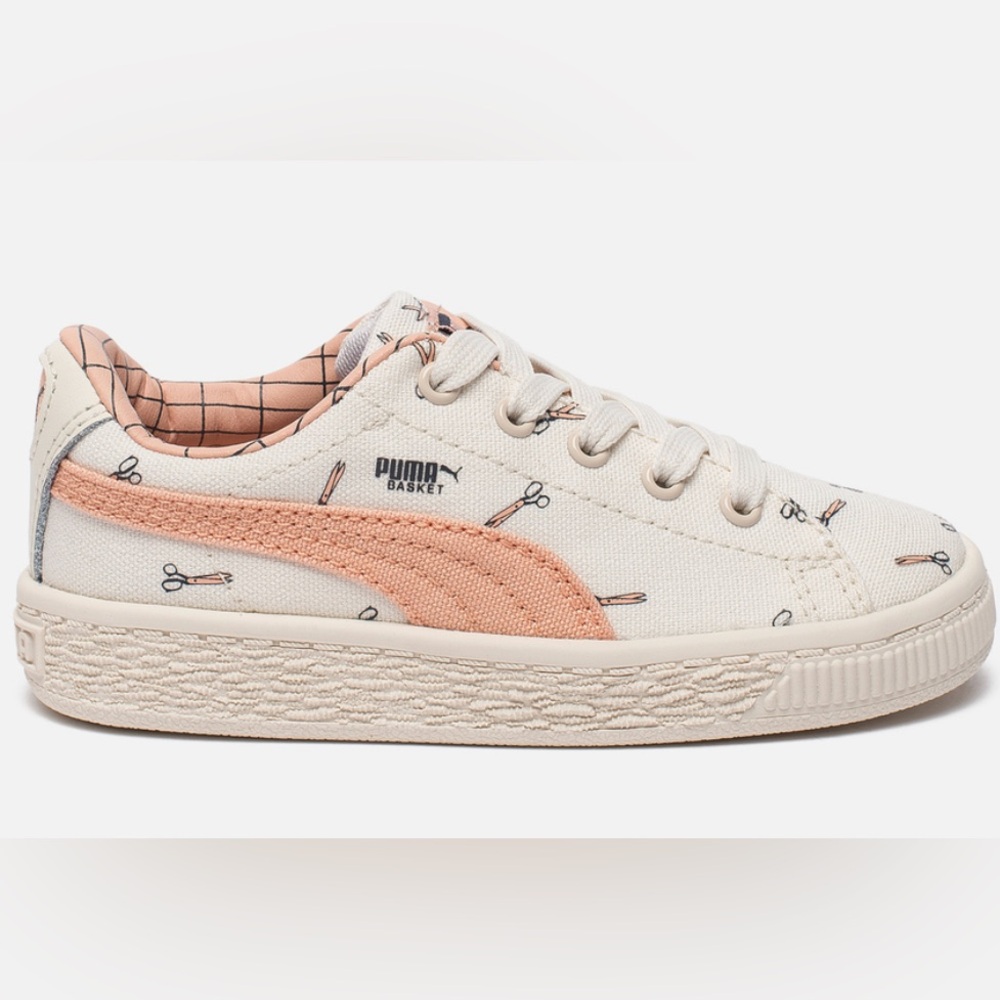 Puma X Tiny Cottons Basket Canvas Sneakers Scissors Kids Size 6C
